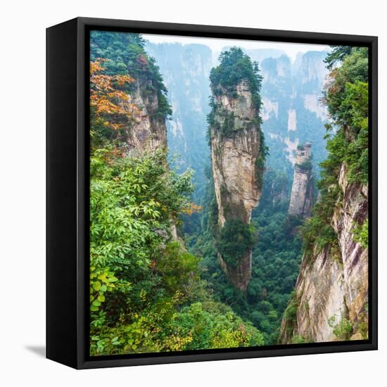 Alone Rock Column Mountain (Avatar Rocks). Zhangjiajie National Forest Park Was Officially Recogniz-Vadim Petrakov-Framed Stretched Canvas