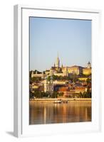 Along Danube River Towards Buda Hill and the Martyas Church Illuminated at Sunrise, Budapest-Doug Pearson-Framed Photographic Print