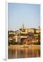 Along Danube River Towards Buda Hill and the Martyas Church Illuminated at Sunrise, Budapest-Doug Pearson-Framed Premium Photographic Print