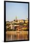 Along Danube River Towards Buda Hill and the Martyas Church Illuminated at Sunrise, Budapest-Doug Pearson-Framed Premium Photographic Print