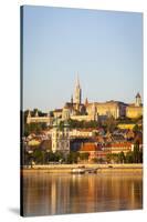 Along Danube River Towards Buda Hill and the Martyas Church Illuminated at Sunrise, Budapest-Doug Pearson-Stretched Canvas