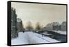 Along the Canal in Winter-Johannes Karel Christian Klinkenberg-Framed Stretched Canvas