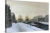 Along the Canal in Winter-Johannes Karel Christian Klinkenberg-Stretched Canvas