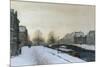 Along the Canal in Winter-Johannes Karel Christian Klinkenberg-Mounted Giclee Print