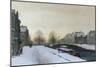 Along the Canal in Winter-Johannes Karel Christian Klinkenberg-Mounted Premium Giclee Print