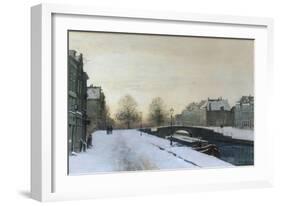 Along the Canal in Winter-Johannes Karel Christian Klinkenberg-Framed Giclee Print