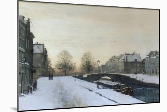 Along the Canal in Winter-Johannes Karel Christian Klinkenberg-Mounted Giclee Print