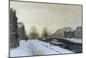 Along the Canal in Winter-Johannes Karel Christian Klinkenberg-Mounted Giclee Print