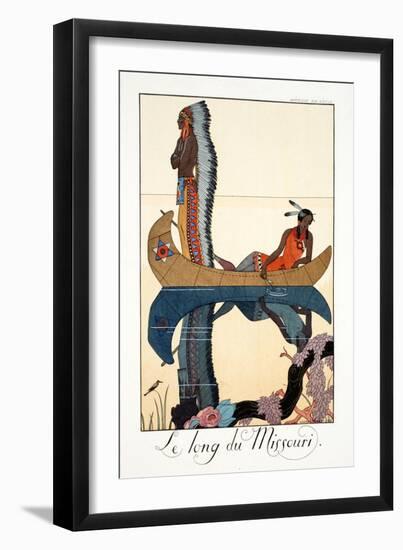 Along the Missouri, from 'Falbalas and Fanfreluches, Almanach des Modes Présentes, Passées et…-Georges Barbier-Framed Premium Giclee Print