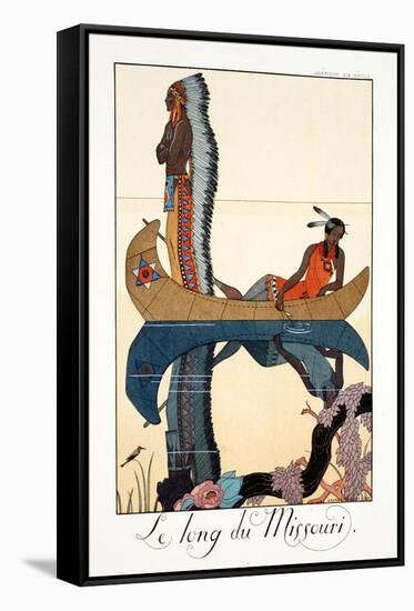 Along the Missouri, from 'Falbalas and Fanfreluches, Almanach des Modes Présentes, Passées et…-Georges Barbier-Framed Stretched Canvas