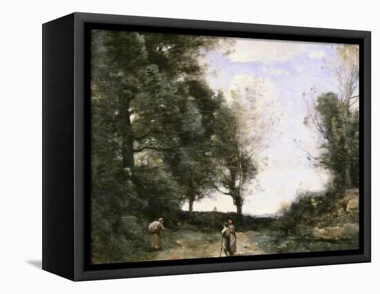 Along the Path-Jean-Baptiste-Camille Corot-Framed Stretched Canvas