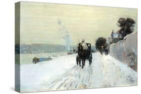 Along The Seine-Childe Hassam-Stretched Canvas