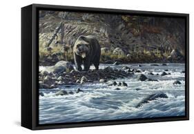 Along the Yellowstone - Grizzly-Wilhelm Goebel-Framed Stretched Canvas