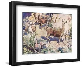 Alpacas on a Mountain Path-John Edwin Noble-Framed Giclee Print