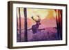 Alpenchalet Country Style Series The Deer at Dusk-Markus Bleichner-Framed Art Print