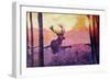 Alpenchalet Country Style Series The Deer at Dusk-Markus Bleichner-Framed Art Print