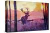 Alpenchalet Country Style Series The Deer at Dusk-Markus Bleichner-Stretched Canvas