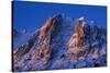 Alpenglow on Carson Peak Above Silver Lake, Eastern Sierra, California-David Wall-Stretched Canvas