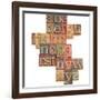 Alphabet - Abstract of Vintage Wooden Letterpress Printing Blocks Stained by Color Inks, Isolated O-PixelsAway-Framed Photographic Print