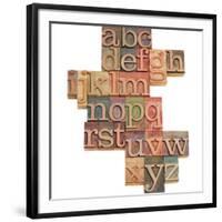 Alphabet - Abstract of Vintage Wooden Letterpress Printing Blocks Stained by Color Inks, Isolated O-PixelsAway-Framed Photographic Print