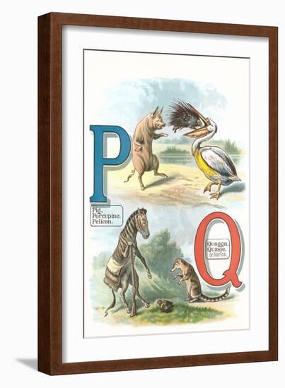 Alphabet Animals, P and Q-null-Framed Art Print