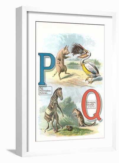 Alphabet Animals, P and Q-null-Framed Art Print