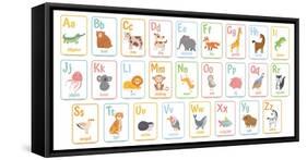 Alphabet Cards for Kids. Educational Preschool Learning ABC Card with Animal and Letter Cartoon Vec-Tetiana Lazunova-Framed Stretched Canvas