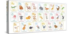 Alphabet Cards for Kids. Educational Preschool Learning ABC Card with Animal and Letter Cartoon Vec-Tetiana Lazunova-Stretched Canvas