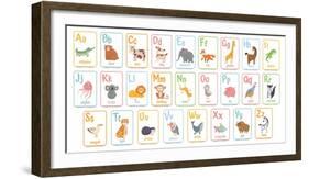 Alphabet Cards for Kids. Educational Preschool Learning ABC Card with Animal and Letter Cartoon Vec-Tetiana Lazunova-Framed Photographic Print