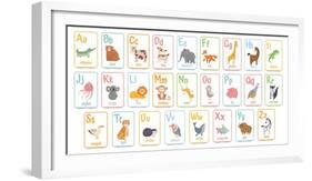 Alphabet Cards for Kids. Educational Preschool Learning ABC Card with Animal and Letter Cartoon Vec-Tetiana Lazunova-Framed Photographic Print