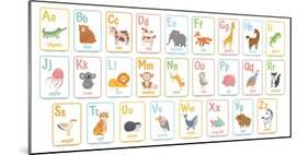 Alphabet Cards for Kids. Educational Preschool Learning ABC Card with Animal and Letter Cartoon Vec-Tetiana Lazunova-Mounted Photographic Print