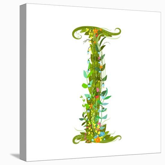 Alphabet Decorative Floral Letter I. Flower Lettering.-Popmarleo-Stretched Canvas