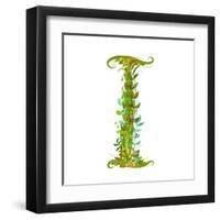 Alphabet Decorative Floral Letter I. Flower Lettering.-Popmarleo-Framed Art Print