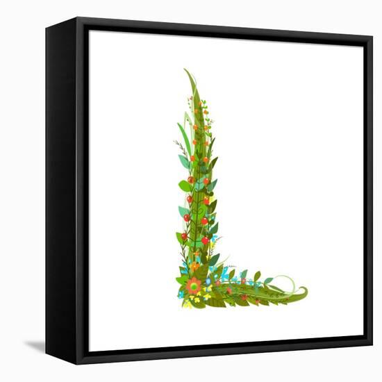 Alphabet Decorative Floral Letter L.-Popmarleo-Framed Stretched Canvas