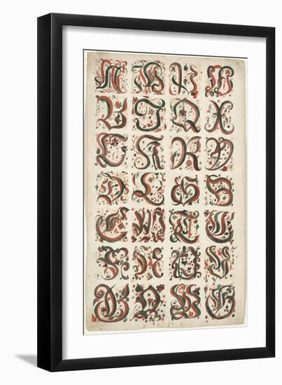 Alphabet, Fraktur Painting, C.1825-50 (Pen and Ink with W/C on Woven Paper)-null-Framed Giclee Print