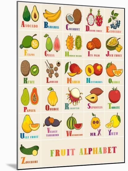 Alphabet & Fruit Vector Set-coffeee_in-Mounted Art Print