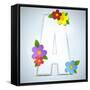 Alphabet Glass Spring With Flowers-gubh83-Framed Stretched Canvas