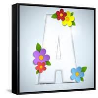 Alphabet Glass Spring With Flowers-gubh83-Framed Stretched Canvas