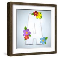 Alphabet Glass Spring With Flowers-gubh83-Framed Art Print