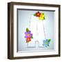 Alphabet Glass Spring With Flowers-gubh83-Framed Art Print