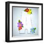 Alphabet Glass Spring With Flowers-gubh83-Framed Art Print