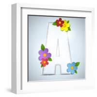 Alphabet Glass Spring With Flowers-gubh83-Framed Art Print