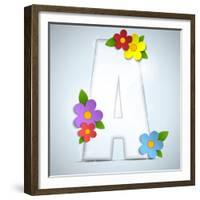 Alphabet Glass Spring With Flowers-gubh83-Framed Premium Giclee Print