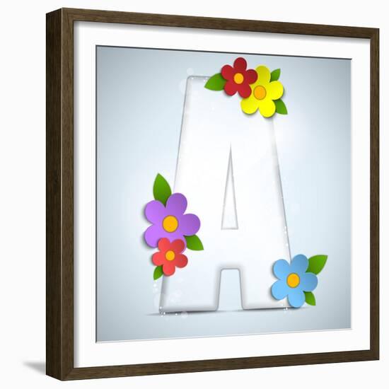 Alphabet Glass Spring With Flowers-gubh83-Framed Premium Giclee Print