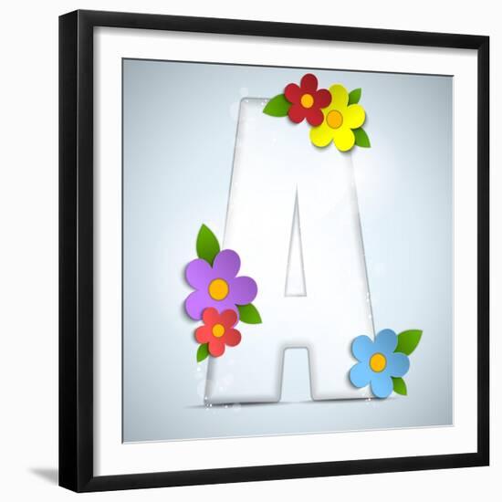 Alphabet Glass Spring With Flowers-gubh83-Framed Premium Giclee Print