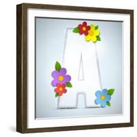 Alphabet Glass Spring With Flowers-gubh83-Framed Art Print