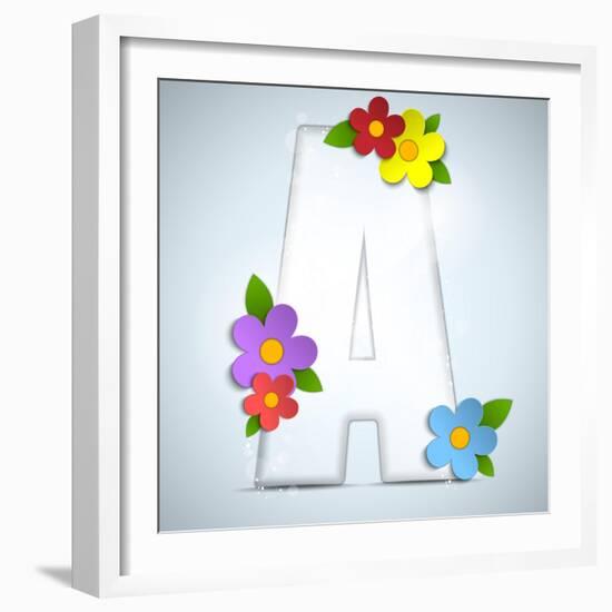 Alphabet Glass Spring With Flowers-gubh83-Framed Art Print