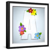 Alphabet Glass Spring With Flowers-gubh83-Framed Premium Giclee Print