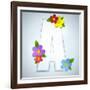 Alphabet Glass Spring With Flowers-gubh83-Framed Art Print