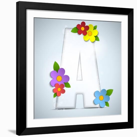 Alphabet Glass Spring With Flowers-gubh83-Framed Art Print